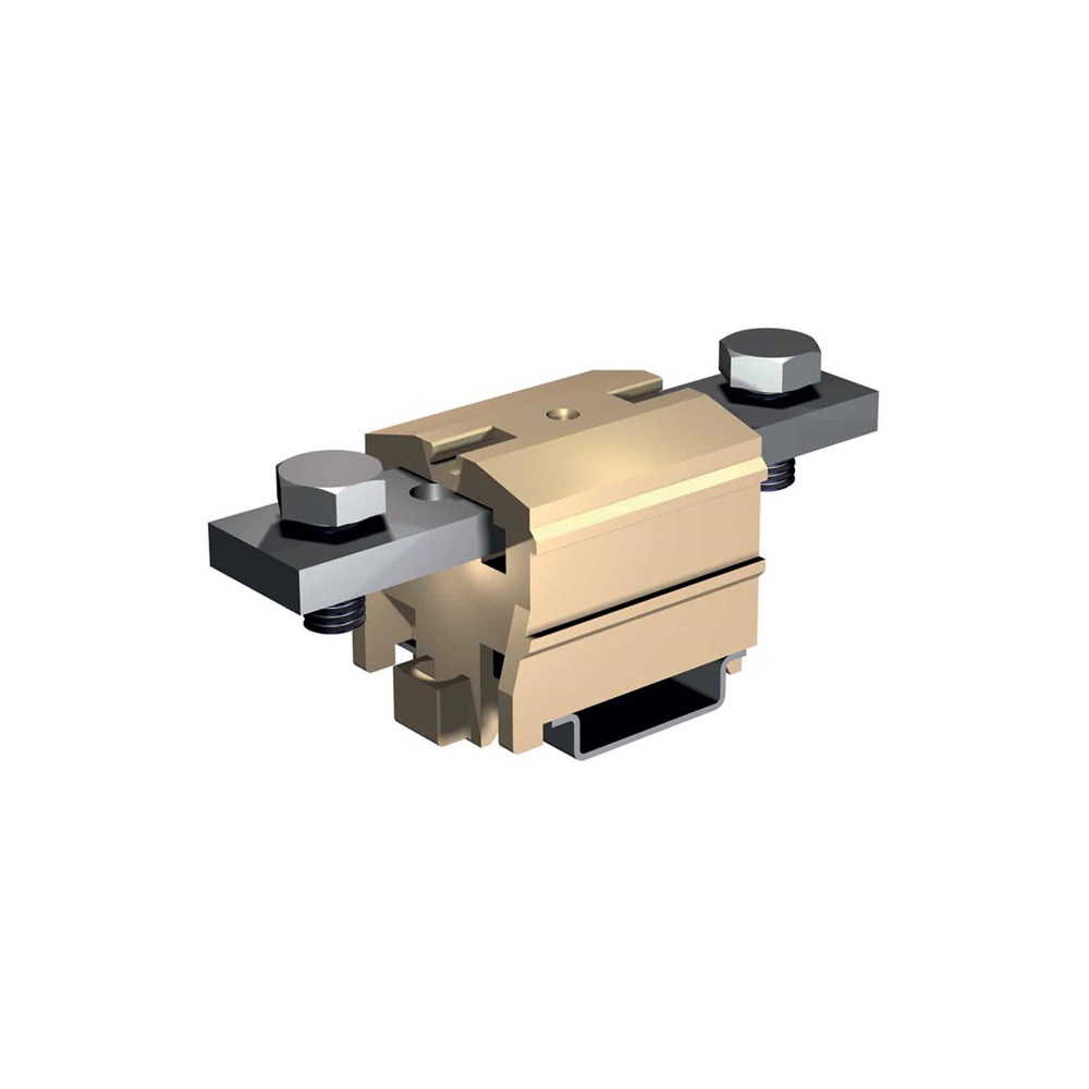 Morsetto 2 bulloni 120mm² per guida TH35 colore beige installazione elettrica