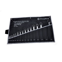 Set 16 chiavi combinate acciaio chrome vanadium finitura cromata satinata uso meccanico e manutenzione