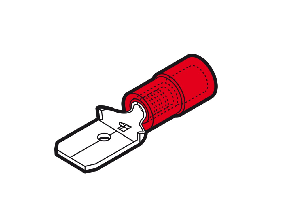 Innesto maschio rinforzato rosso 6 mm² isolamento PA connessioni elettriche professionali