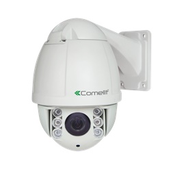 Telecamera AHD PTZ dome Full HD, zoom ottico 10x, IR 50m, IP66 4.5, supporto parete, cavi e alimentatore