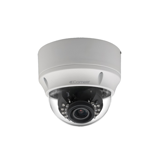 Telecamera IP vandaldome a colori 3MP, ottica varifocale 2.8-12mm, IR 30m, contenitore waterproof IP66 antivandalo, regolazione 3 assi