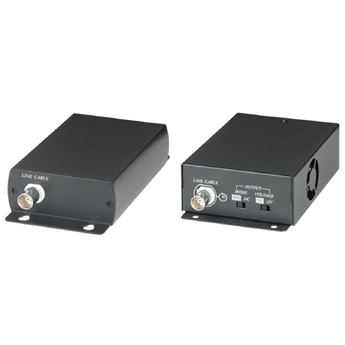 Convertitore attivo LAN/coassiale RG59, trasmissione segnale IP e PoE, distanza 125m, connettori RJ45/BNC, alimentatore incluso