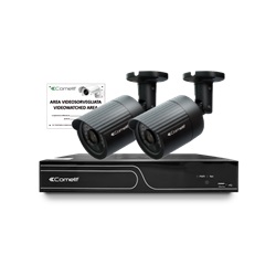 Kit IP, NVR 4 canali IPNVR104EPOE HDD 1TB + 2 telecamere bullet IPCAM102B + cartello 43500