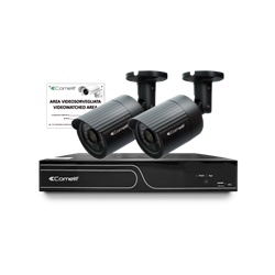 Kit IP, NVR 4 canali IPNVR104EPOE HDD 1TB + 2 telecamere bullet IPCAM102B + cartello 43500