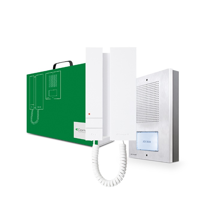Kit citofono audio 5 fili monofamiliare Extra-Mini con posto esterno pulsante chiamata