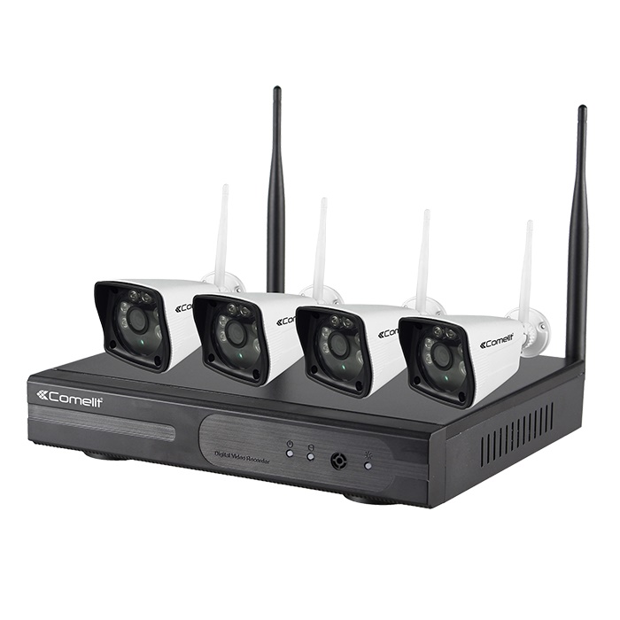 Kit Wi-Fi videosorveglianza, NVR WINVR040A + 4 telecamere WICAM010A, HDD 1TB, alimentatori inclusi, portata 50m interno/250m esterno