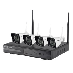 Kit Wi-Fi videosorveglianza, NVR WINVR040A + 4 telecamere WICAM010A, HDD 1TB, alimentatori inclusi, portata 50m interno/250m esterno