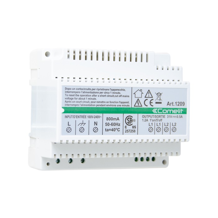 Alimentatore kit video SB2, 110-240VAC/33VDC, protezioni integrate, 6 moduli DIN