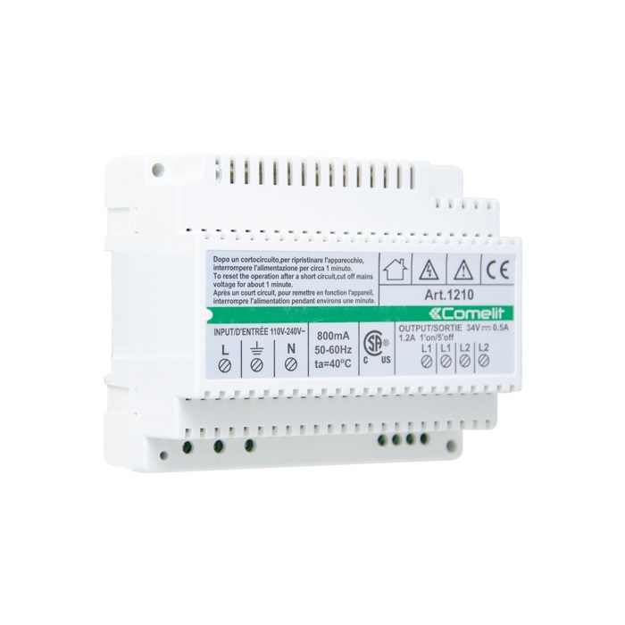 Alimentatore SB2, ingresso 110-240VAC, uscite L1-L2, terminazione 1216, 6 moduli DIN