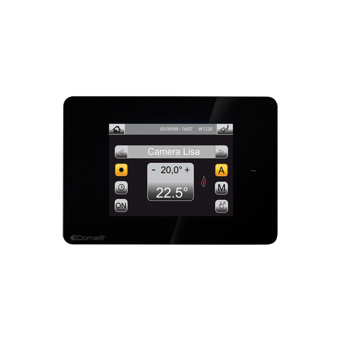 Serie Minitouch - Cronotermostato 3.5 touch nero, sistema SimpleHome, sonda integrata, 1 relè + 3 uscite