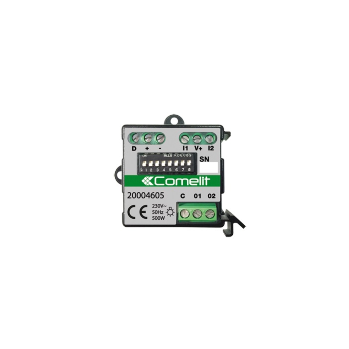 Modulo bus 2 ingressi/2 uscite 2A, sistema SimpleHome, incasso o DIN, relè stato solido 500W max