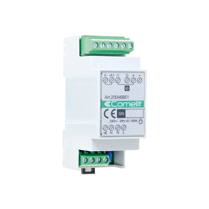 Modulo SimpleHome dimmer 300W, 1 canale, LED/alogene/CFL dimmerabili, montaggio DIN 2 moduli
