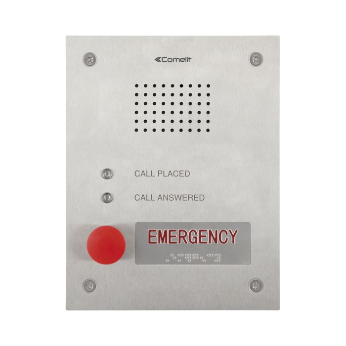 Pulsantiera audio acciaio inox singolo pulsante chiamata emergenza sistema ViP con modulo audio e segnalazione led