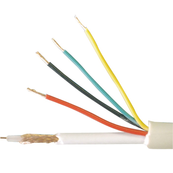 Cavo coassiale miniaturizzato + 4 conduttori, 75 ohm, 2x0.5mmq + 2x0.25mmq, schermo rame