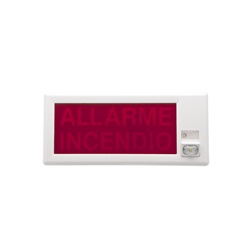 Targa ottico-acustica LED bianco lampeggiante, buzzer 79dB@1m, 50mA, copertura W 4,6x9,1m/O 4,9x9,1x9,9m, 292x130x68mm, EN54-3/23