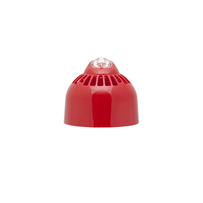 Sirena e lampeggiante parete, LED bianco, 94-97dB(A), copertura 3,1x11,3m, IP21, EN54-3/23