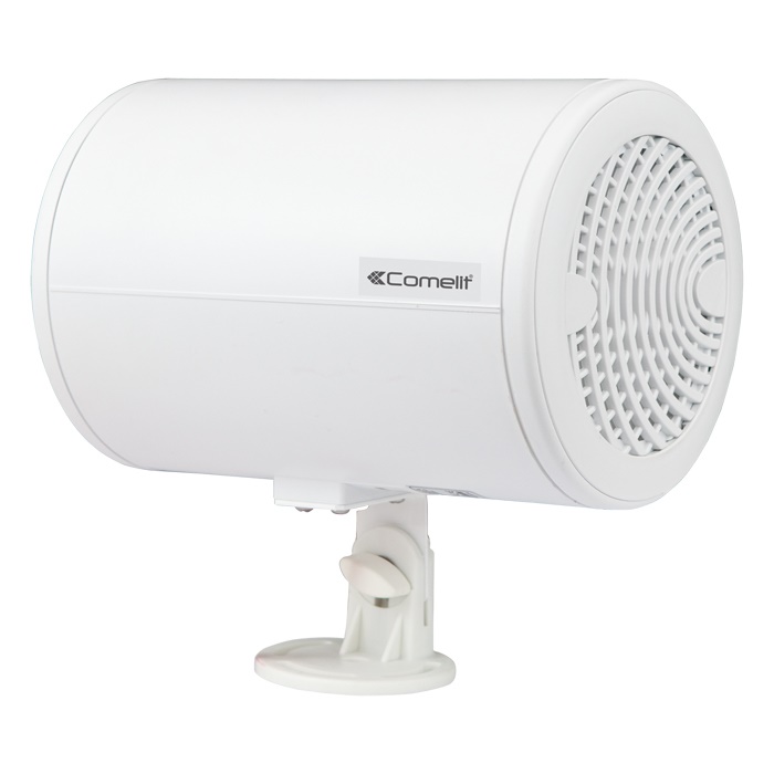 Proiettore monodirezionale 12W, ABS bianco, staffa orientabile, cavo resistente fuoco, EN54-24