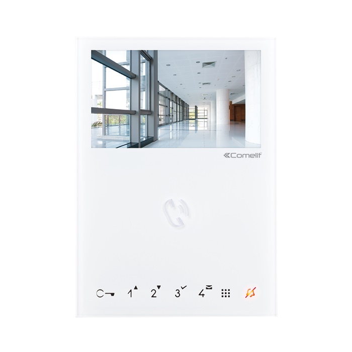Serie Mini - Monitor 4.3/16:9 vivavoce a colori, sistema ViP, 7 pulsanti soft touch, boucle magnetique, PoE