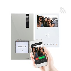 Serie Mini Wi-Fi - Kit video monofamiliare con posto esterno Quadra 4899MK e monitor 4.3 Wi-Fi, sistema ViP, preprogrammato, codec H.264