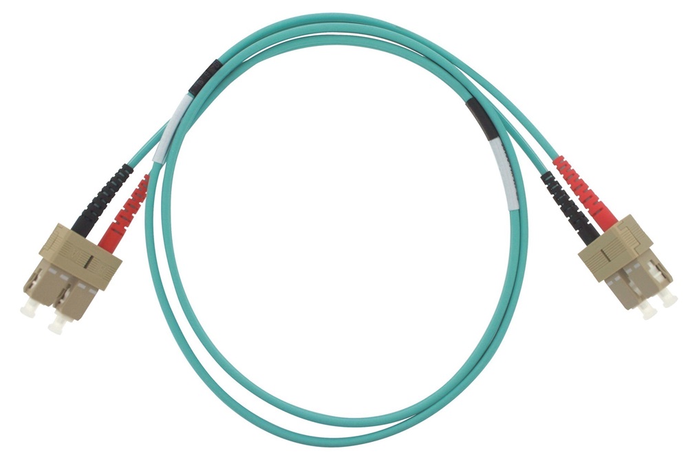 Patch cord ottica DUPLEX OM4 50/125 µm - SC/SC - 2 m Turchese