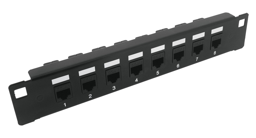 Pannello 8 porte Cat6 UTP - Nero