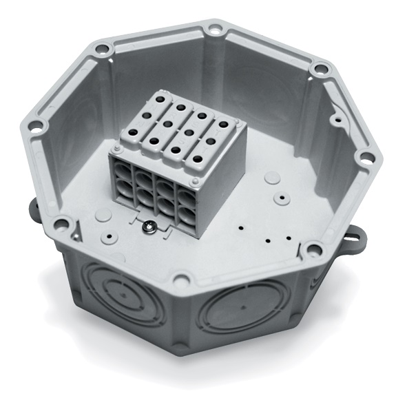 Cassetta derivazione PA6 V0 morsettiera 4 poli 25 mmq IP54 per impianti industriali e illuminazione pubblica
