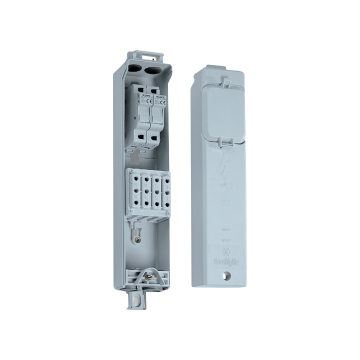 Morsettiera incasso palo doppio isolamento 4 poli 1 fusibile IP44 IK08 serie MVF