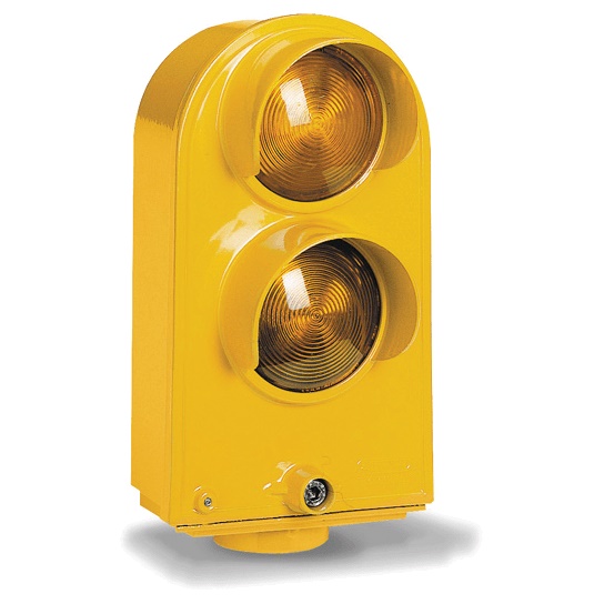 Segnalatore semaforo a 2 luci lenti arancio per viabilità e parcheggi IP44 IK08