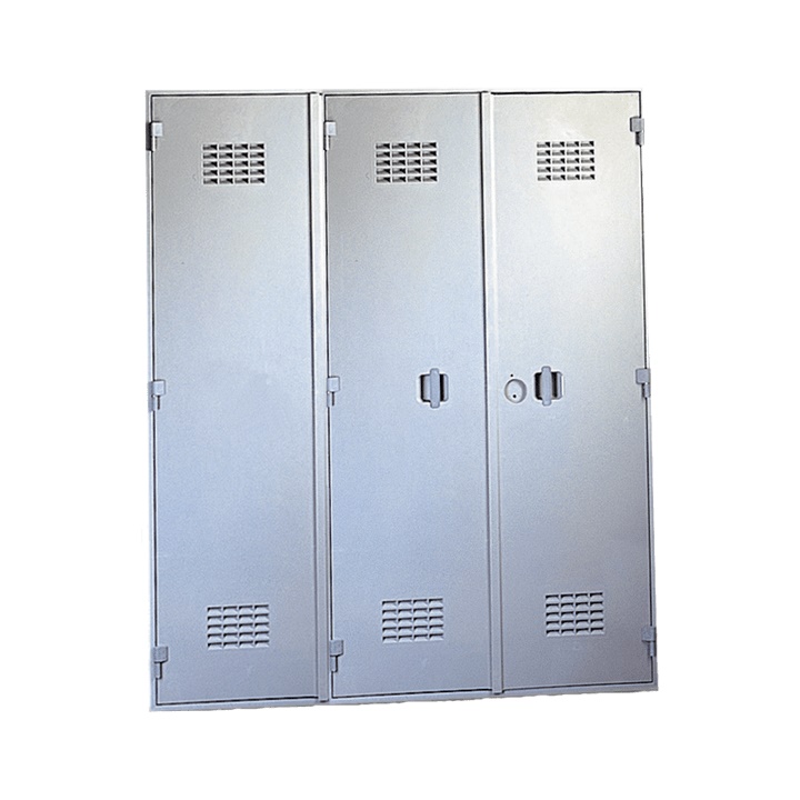 Porta per cabine MT 3 ante vetroresina grigio RAL 7040 IP33 IK10 serratura cifratura 640 uso industriale