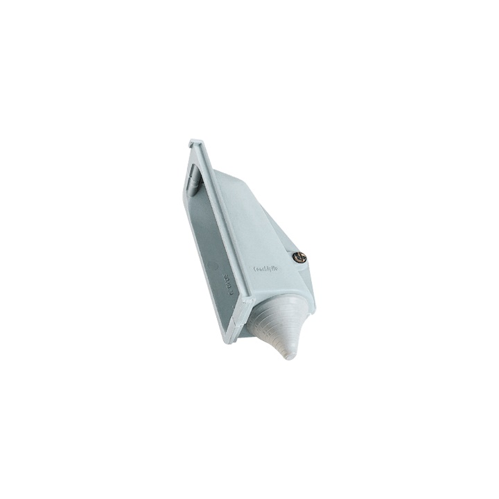 Raccordo a 90° destro vetroresina grigio RAL 7040 per cassetta serie VQ sistema chiusura coulisse