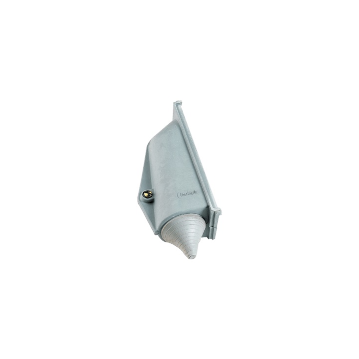 Raccordo a 90° sinistro vetroresina grigio per cassetta serie VQ sistema chiusura coulisse