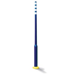 Palo segnalatore pedonale 3m acciaio zincato verniciato blu con bande rifrangenti