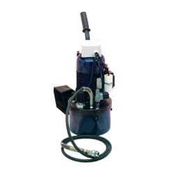 Centralina elettroidraulica 220V 1HP 550 bar con pressostato regolabile e tubo alta pressione 2m per utensili Cosmec, portatile con ruote e pedale sicurezza