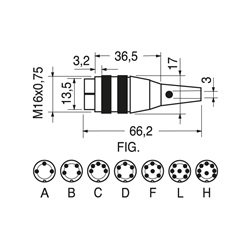 Spina volante 3 poli DIN fissaggio a vite connessioni elettriche sicure industriale civile