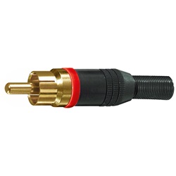 Spina RCA nera profilo anellato rosso connessioni audio-video alta qualità uso professionale e domestico