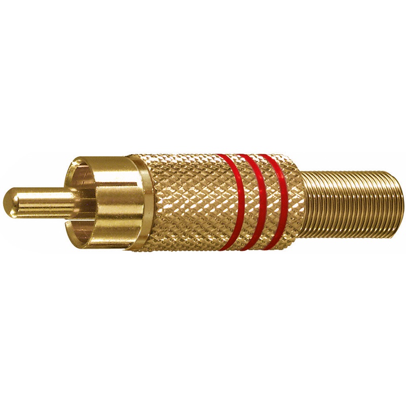 Spina RCA dorata anello rosso trasmissione audio alta qualità installazione semplice