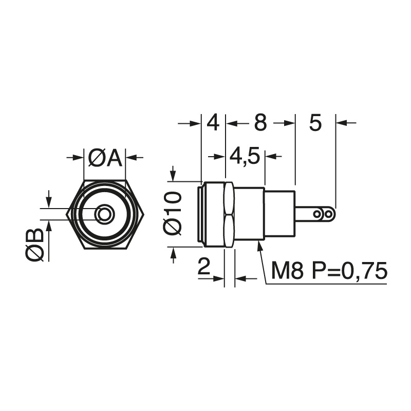 Spina alimentazione da pannello 5,5x2,5 mm compatta installazione rapida connessioni sicure impianti elettrici professionali