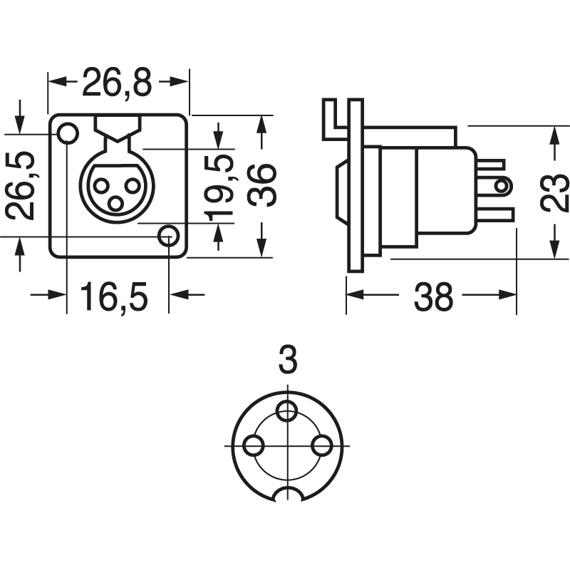 Presa a pannello microfonica 3 poli resistente connessione stabile per impianti professionali