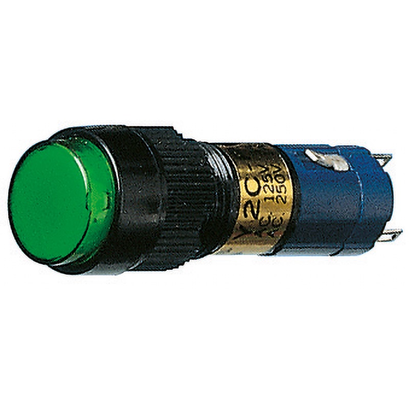 Pulsante unipolare luminoso tondo verde segnalazione visiva per impianti elettrici industriali e civili