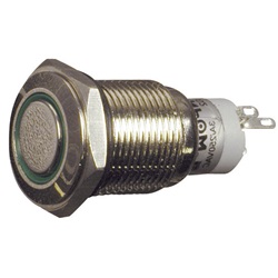 Interruttore antivandalo 12V verde compatto per installazioni elettriche professionali resistente e sicuro