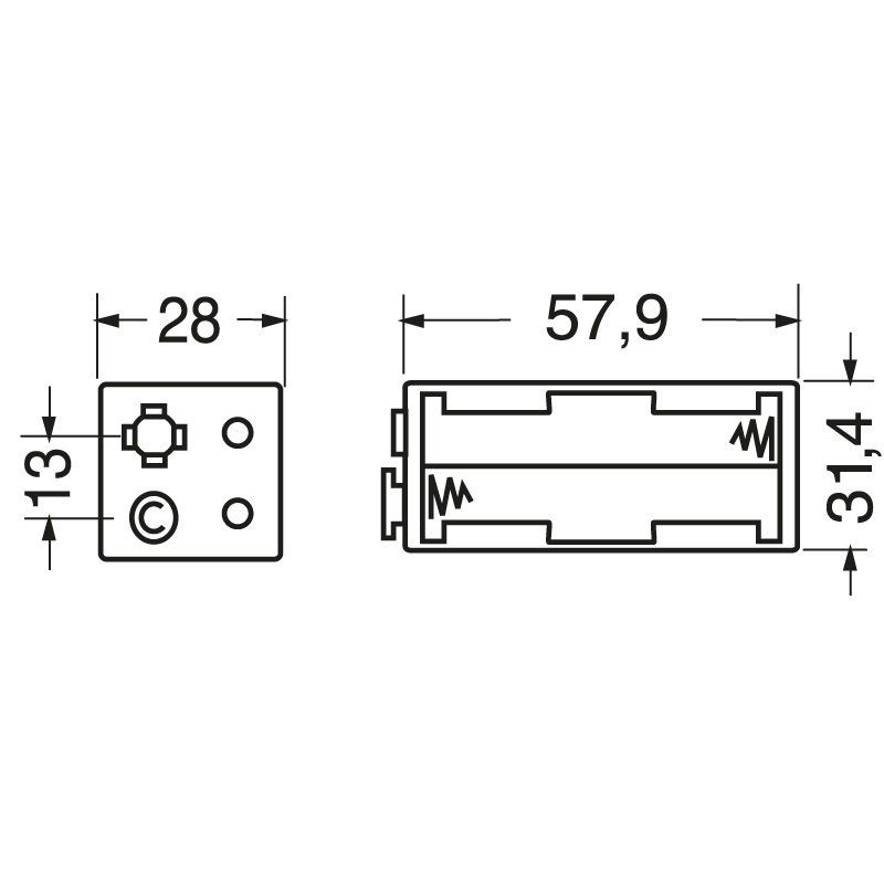 Portabatteria 4 pile stilo resistente installazione rapida applicazioni elettriche