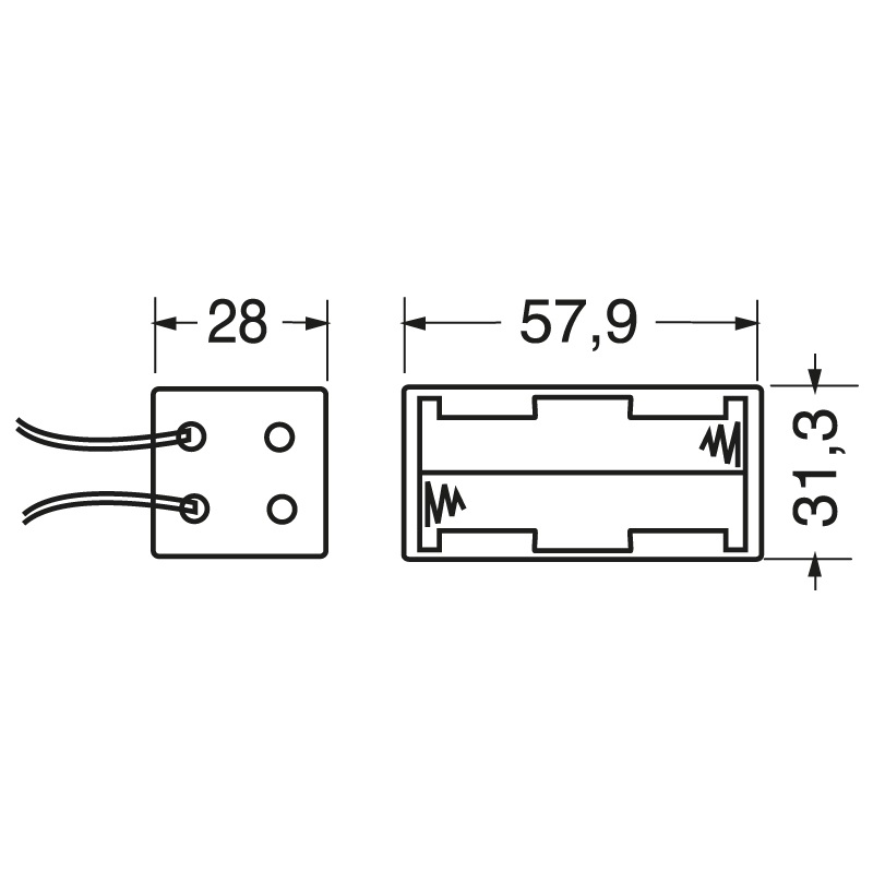 Portabatteria 4 pile stilo con fili, compatto, resistente, per installazioni elettriche affidabili