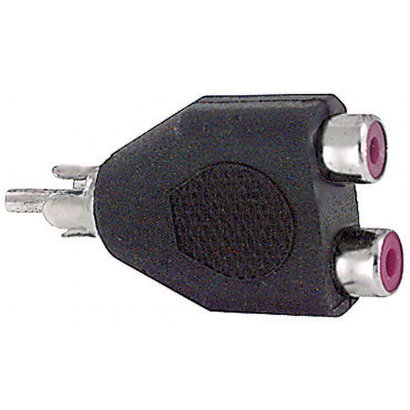 Adattatore spina RCA doppia presa per connessioni audio video, design compatto, materiali qualità, uso domestico e professionale