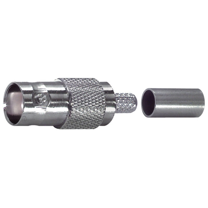 Presa volante BNC crimp per cavo RG59, connessione stabile per videosorveglianza e trasmissione segnali video elettrici