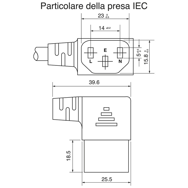 Cavo alimentazione SCK spina C13 90 cm 3x0,75 mm² per uso domestico e professionale