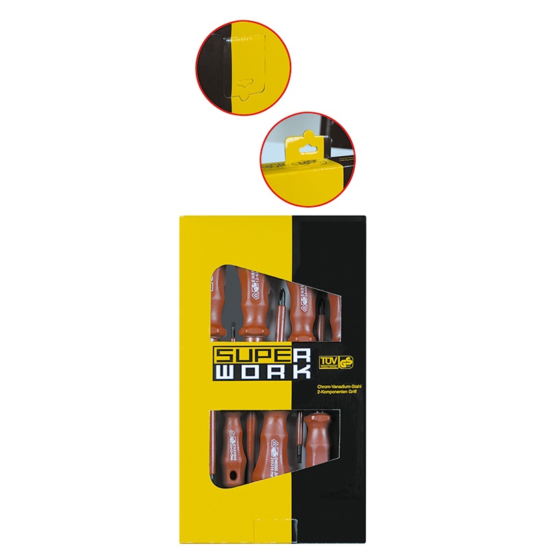 Kit 7 giraviti elettrici acciaio cromo-vanadio manico ergonomico doppio componente