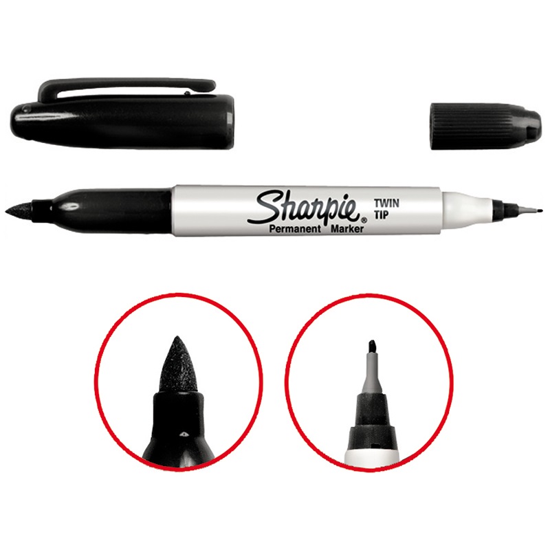 Marcatore Sharpie Twin Tip nero doppia punta inchiostro permanente per elettricisti e professionisti