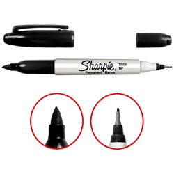 Marcatore Sharpie Twin Tip nero doppia punta inchiostro permanente per elettricisti e professionisti