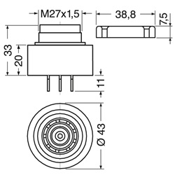 Buzzer piezoceramico 43 mm 12 V DC 80 dB segnalazione acustica industriale e civile