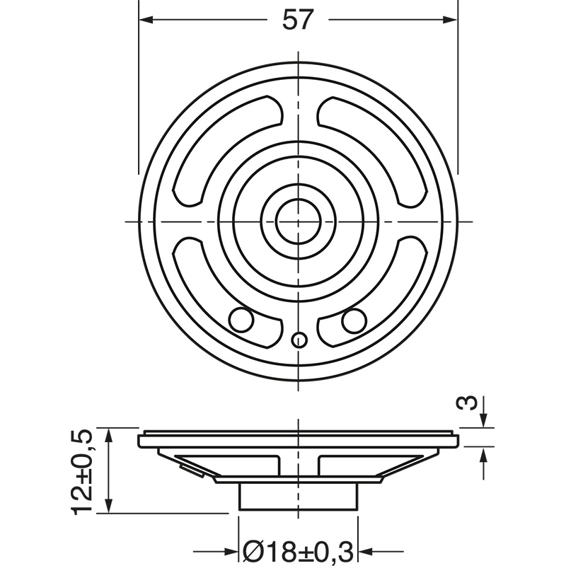 Speaker Mylar 57 mm 0,25W 8 ohm qualità audio compatto per applicazioni elettroniche